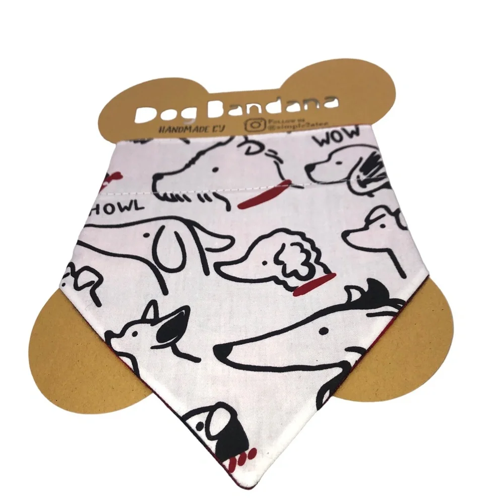 Reversible Over the Collar Pet/Dog Slide On Bandana Scarf 2n1 Printed Plaid Dog